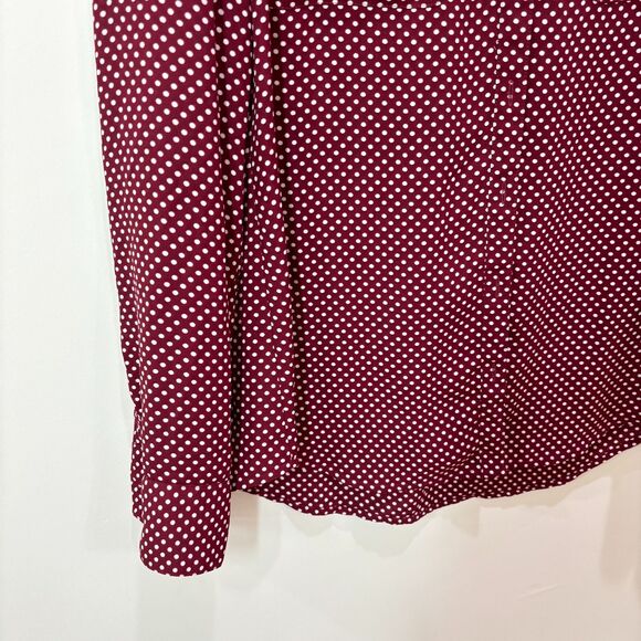 Express Portofino Shirt S Maroon Red White Polka Dots Lightweight Career Classy - Picture 2 of 8